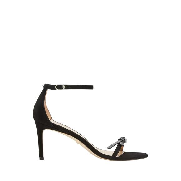 Stuart Weitzman 'Nudist' Black Suede Sw Bow 75 Sandal Size 9 - Picture 1 of 6